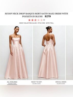 Dessy Collection Satin Maxi Dress in Blush